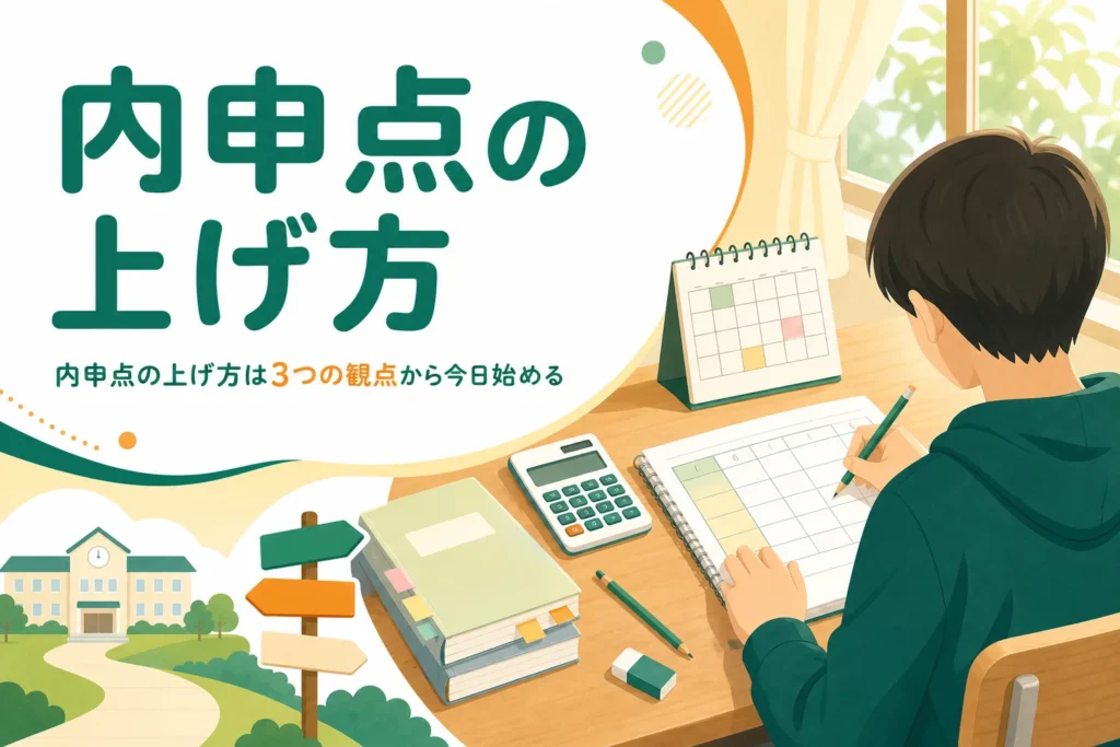 内申点の上げ方を、評定の棚卸しと3つの観点ごとの行動で解説する記事のアイキャッチ