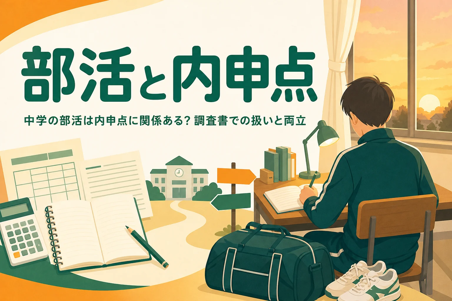 中学の部活と内申点の関係、調査書での扱い、勉強との両立のしかたを解説する記事のアイキャッチ