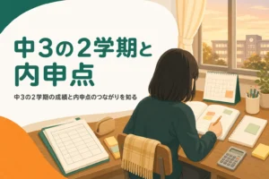 中3の2学期の成績と内申点の関係を、調査書までの流れで解説する記事のアイキャッチ