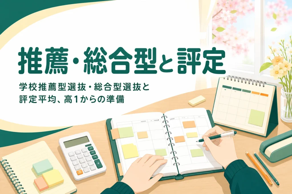 学校推薦型選抜・総合型選抜と評定平均の関係と、高1からの準備を解説する記事のアイキャッチ