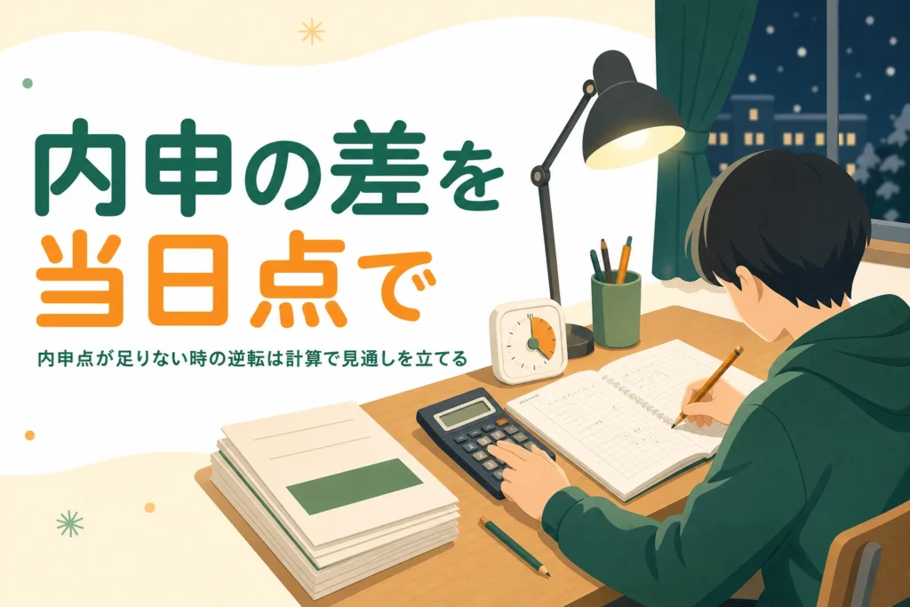 内申点が足りない時に、当日点で内申の差を取り返す考え方と計算を解説する記事のアイキャッチ