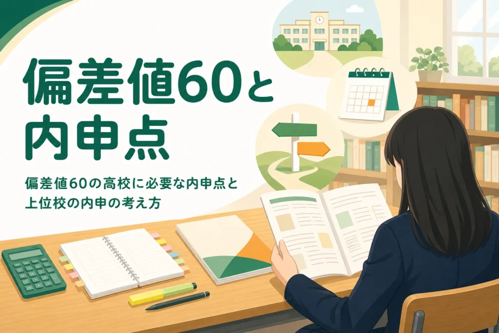偏差値60前後の高校で、内申の重さと内申以外に見られるものの確かめ方を解説する記事のアイキャッチ