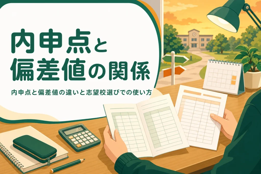 内申点と偏差値の関係と、志望校選びでの使い方を解説する記事のアイキャッチ