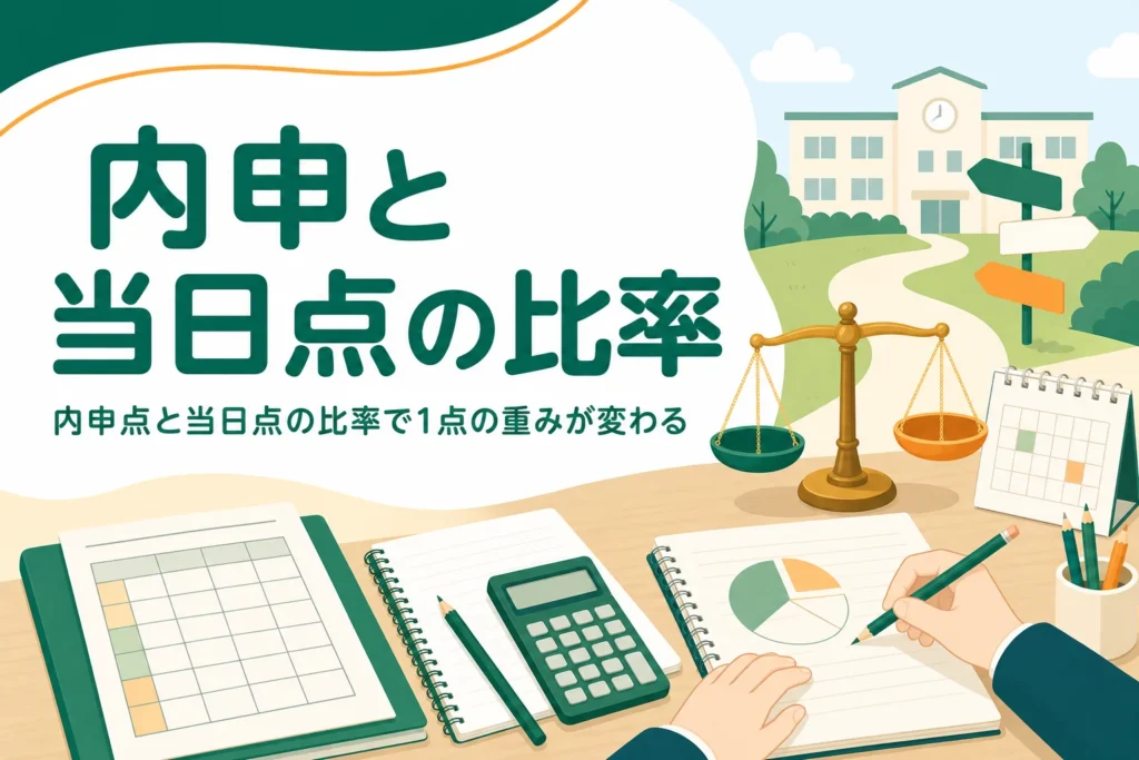 内申点と当日点の比率の決まり方と、比率ごとの1点の重みを解説する記事のアイキャッチ
