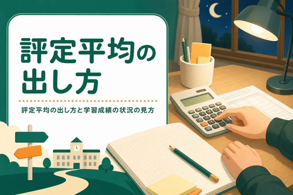 評定平均の出し方と学習成績の状況の見方を、計算例つきで解説する記事のアイキャッチ