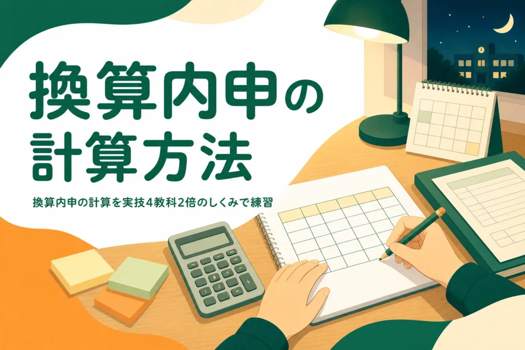 換算内申の計算方法を、実技4教科が2倍になるしくみと計算例で解説する記事のアイキャッチ