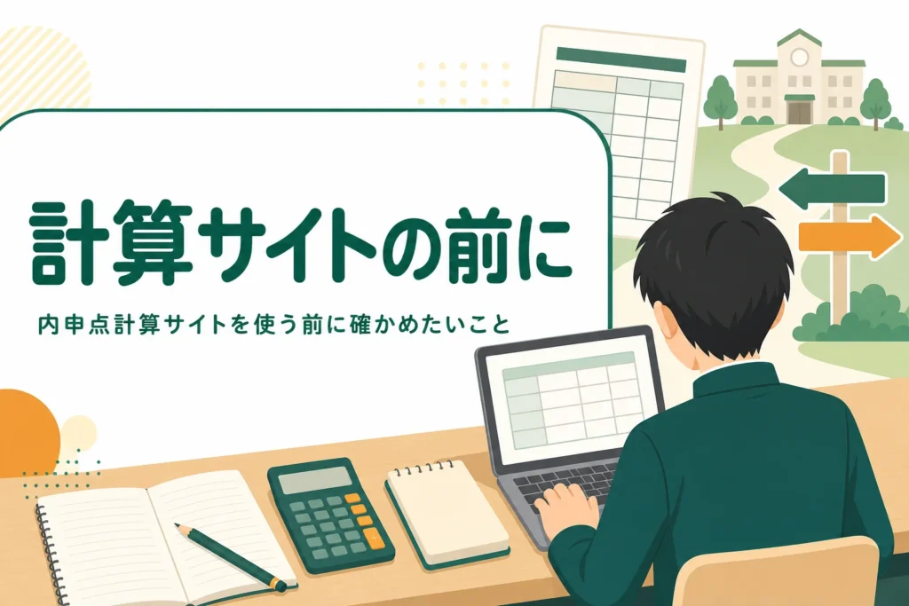 内申点計算サイトを使う前に確かめたいことと、手計算での検算の方法を解説する記事のアイキャッチ