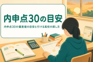 内申点30の偏差値の目安の考え方と、行ける高校の探し方・上げ方を解説する記事のアイキャッチ