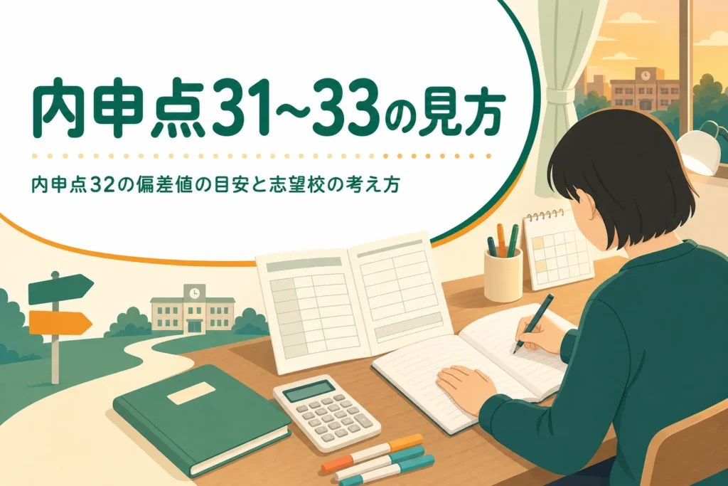 内申点31・32・33の中身の見方と、偏差値の目安・志望校の考え方を解説する記事のアイキャッチ