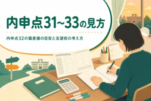 内申点31・32・33の中身の見方と、偏差値の目安・志望校の考え方を解説する記事のアイキャッチ