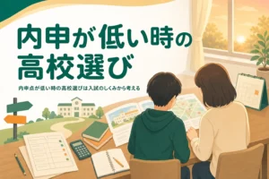 内申点が低い時の高校選びを、当日点を重く見る入試や入試方式から考える方法を解説する記事のアイキャッチ
