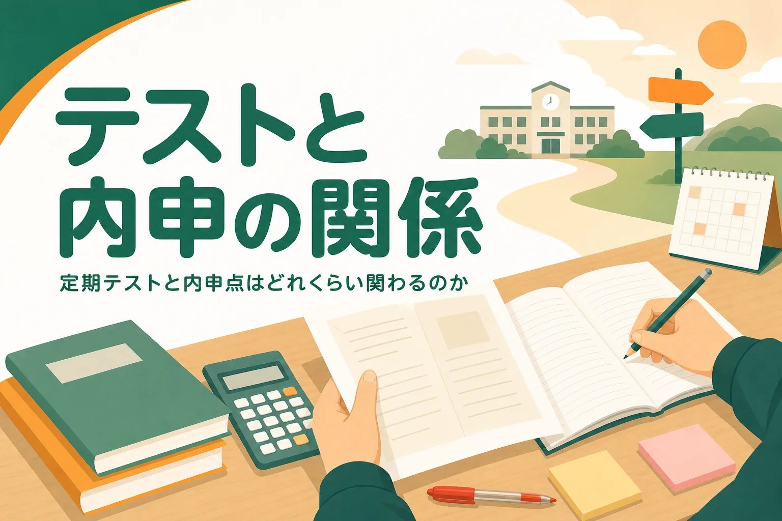 定期テストと内申点の関係を、テストで見る観点とテスト以外で見る観点から解説する記事のアイキャッチ