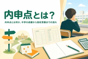 内申点とは何かを、中学の成績が高校受験でどう使われるかの流れで解説する記事のアイキャッチ