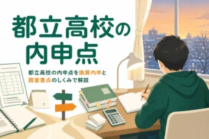 都立高校の内申点のしくみを、換算内申と調査書点に分けて解説する記事のアイキャッチ