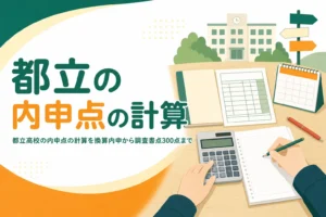 都立高校の内申点の計算方法を、換算内申から調査書点300点まで順に解説する記事のアイキャッチ